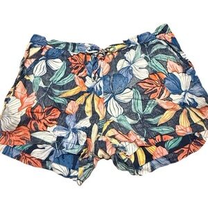 Tommy Bahama Shorts Men XL Floral Linen Elastic Waist Tie Chino Casual Summer